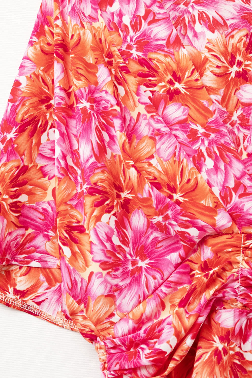 Floral printed Dress With Pink Orange and Red Tones - dress