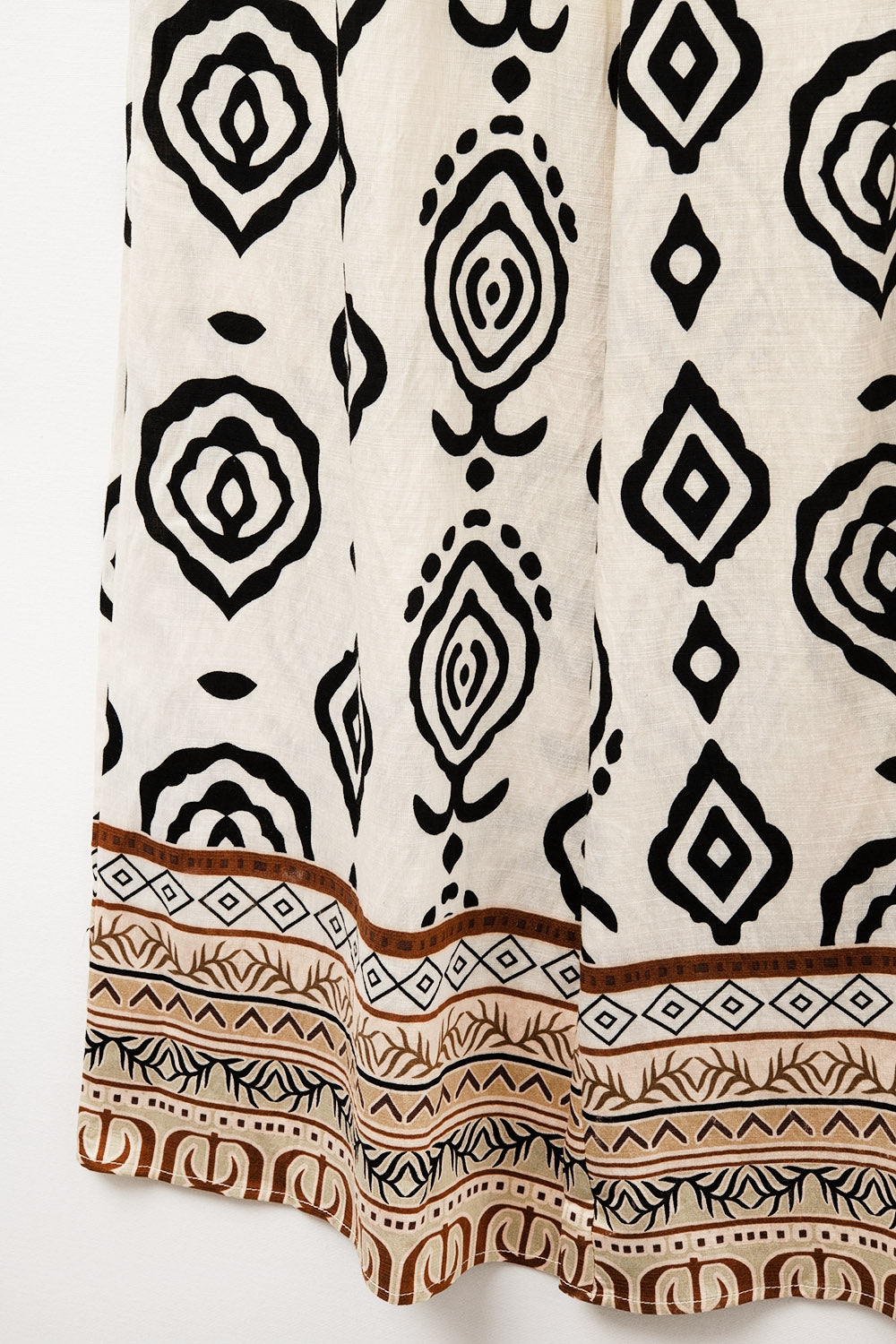Cream wide leg boho print pants - trousers