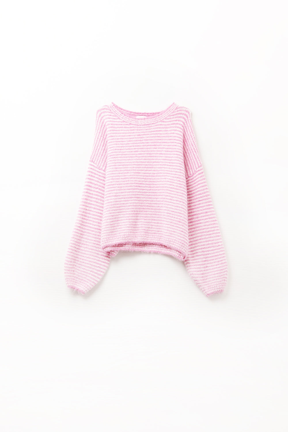 Sweater in Pink With White Stripes - jumper