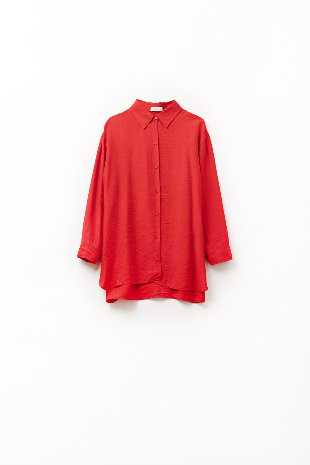 relaxed fit Red Shirt 3/4 Sleeves and High Low Hem - Shirts