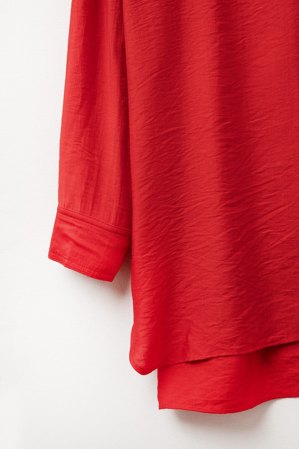 relaxed fit Red Shirt 3/4 Sleeves and High Low Hem - Shirts