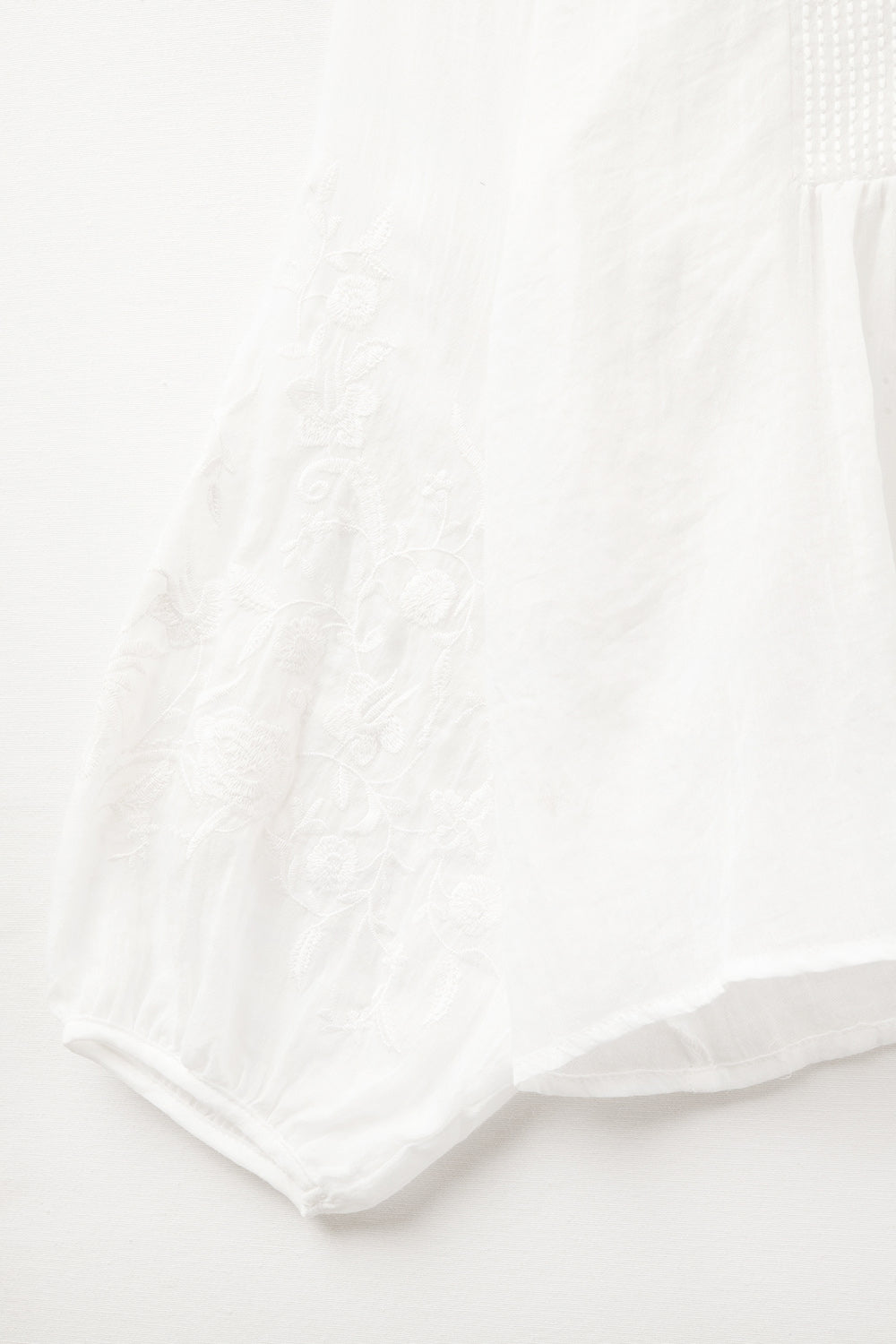 white chiffon blouse with embroidery on the sleeves - Shirts