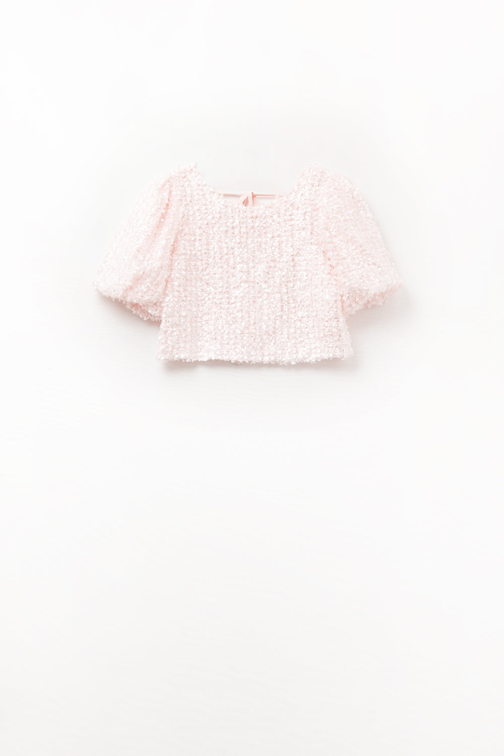 Pink top with sequin detail and balloon sleeves