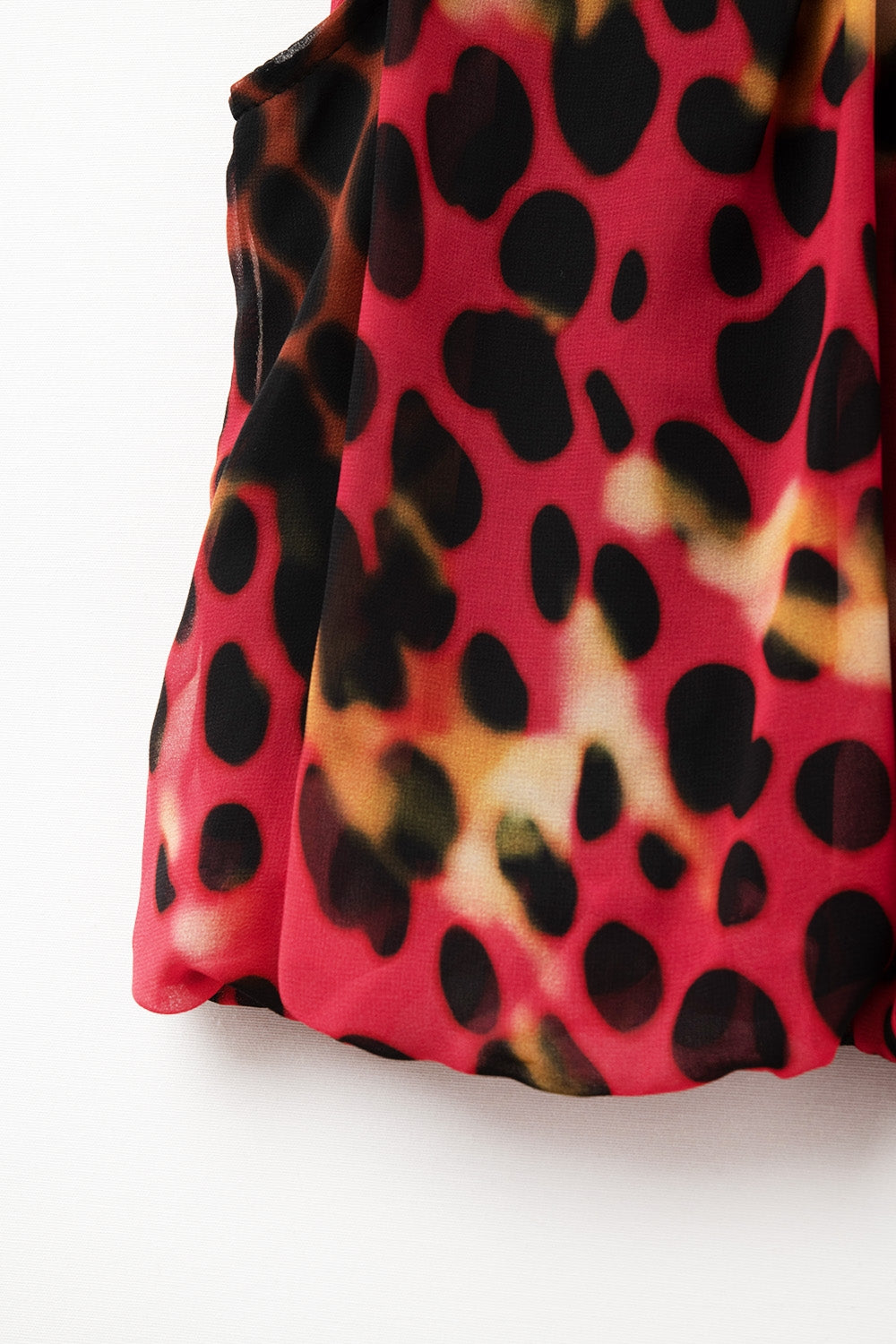 Cropped Pleated Animal Print Top in Red and Black