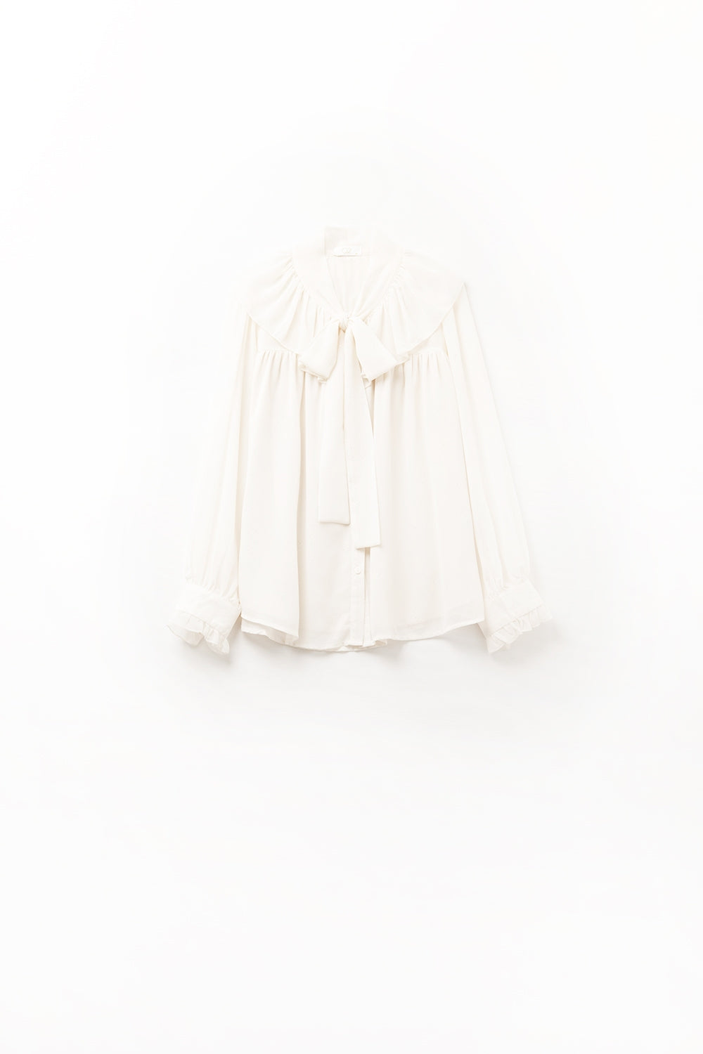 Beige chiffon shirt with bow detail - Shirts