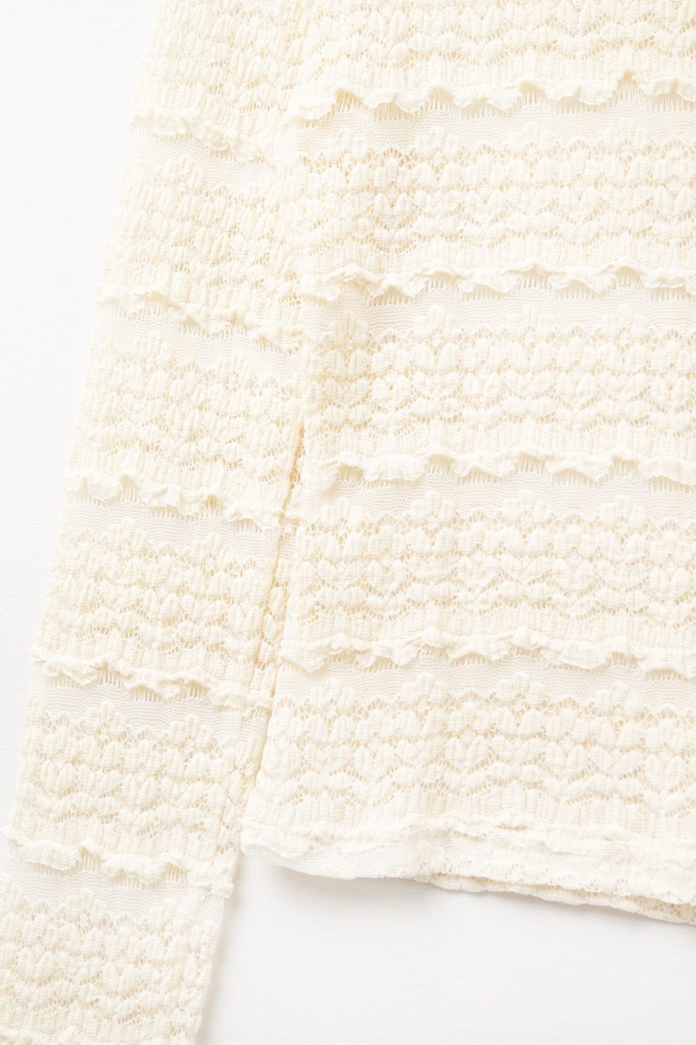 Floral Lace Top With Crew Neck in Cream