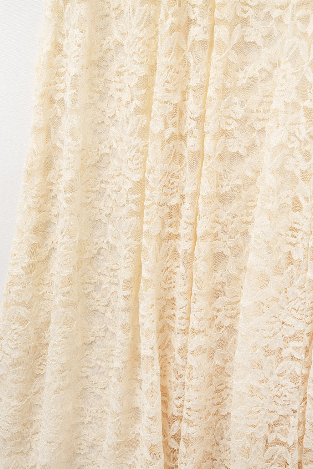 Beige Lace maxi Skirt With Floral design - Skirts