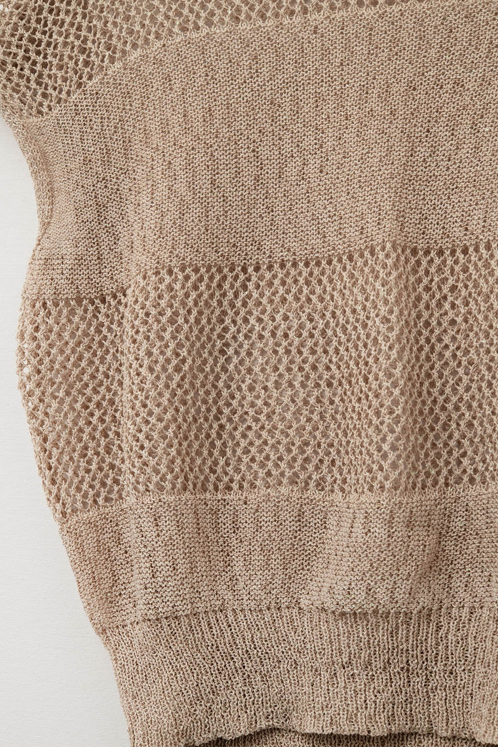 Beige crochet Knit Cap Sleeve Sweater