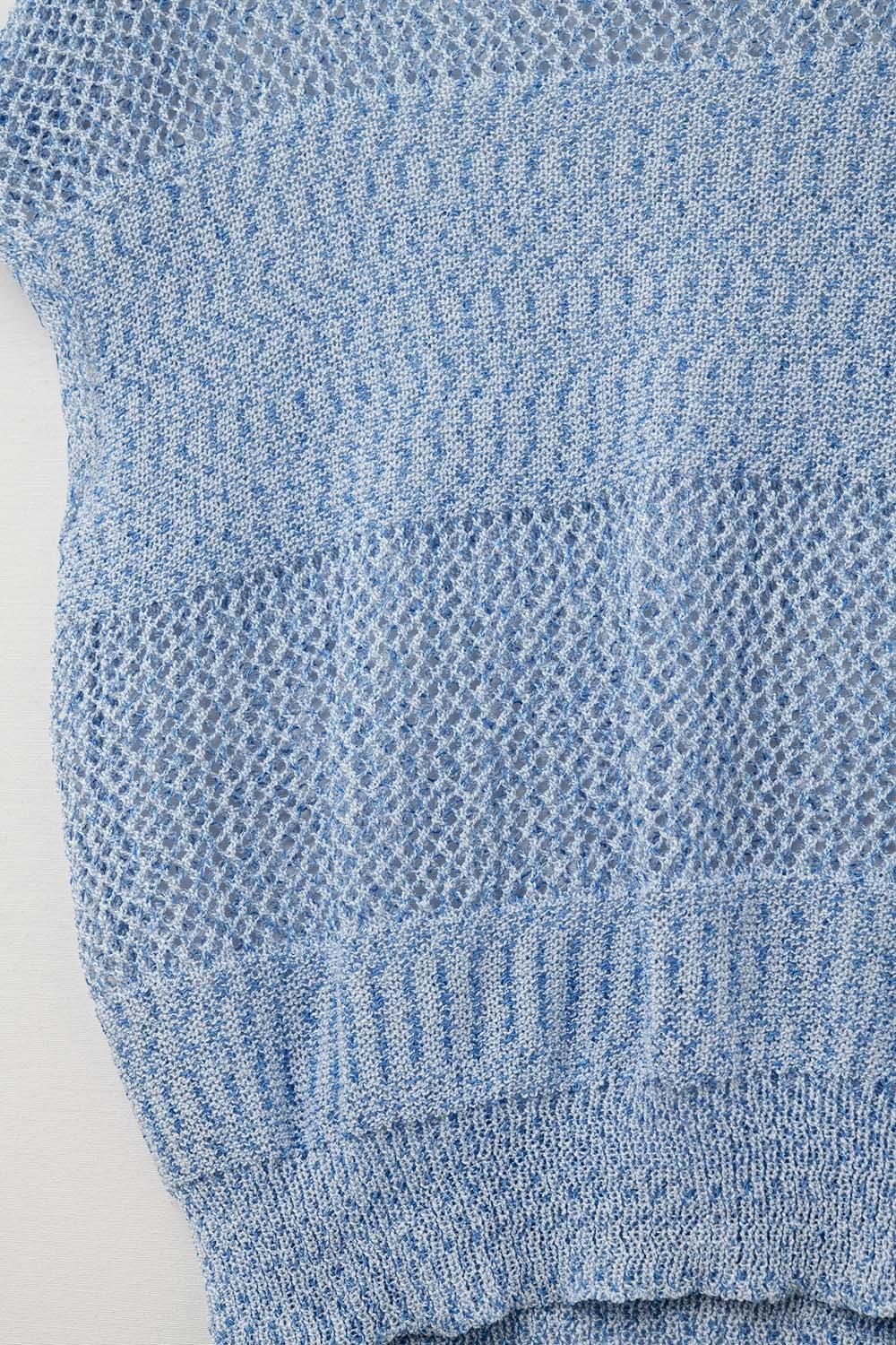 Light Blue Mesh Knit Relaxed Fit Sweater