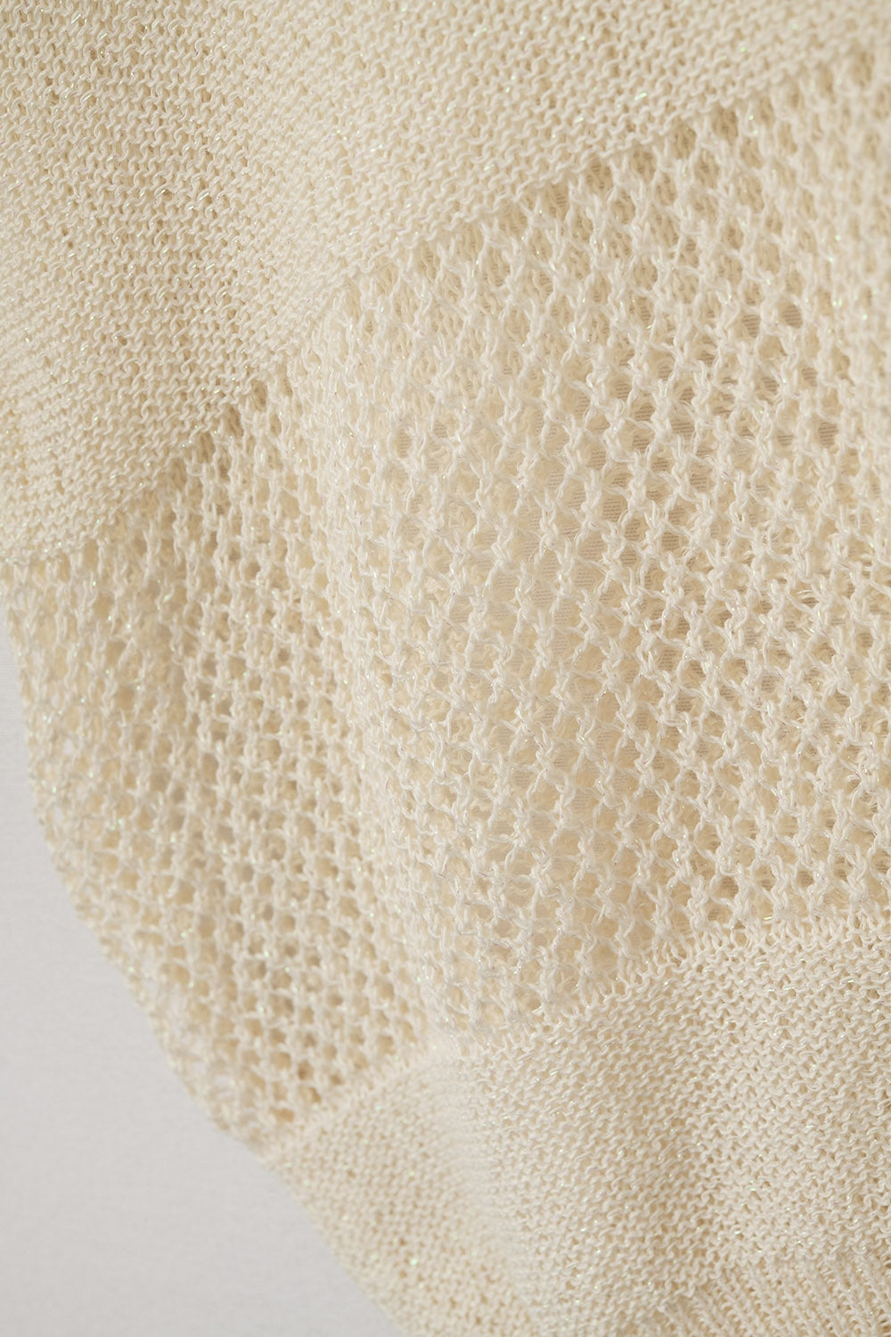 Beige Open Knit Sleeveless Sweater in crochet