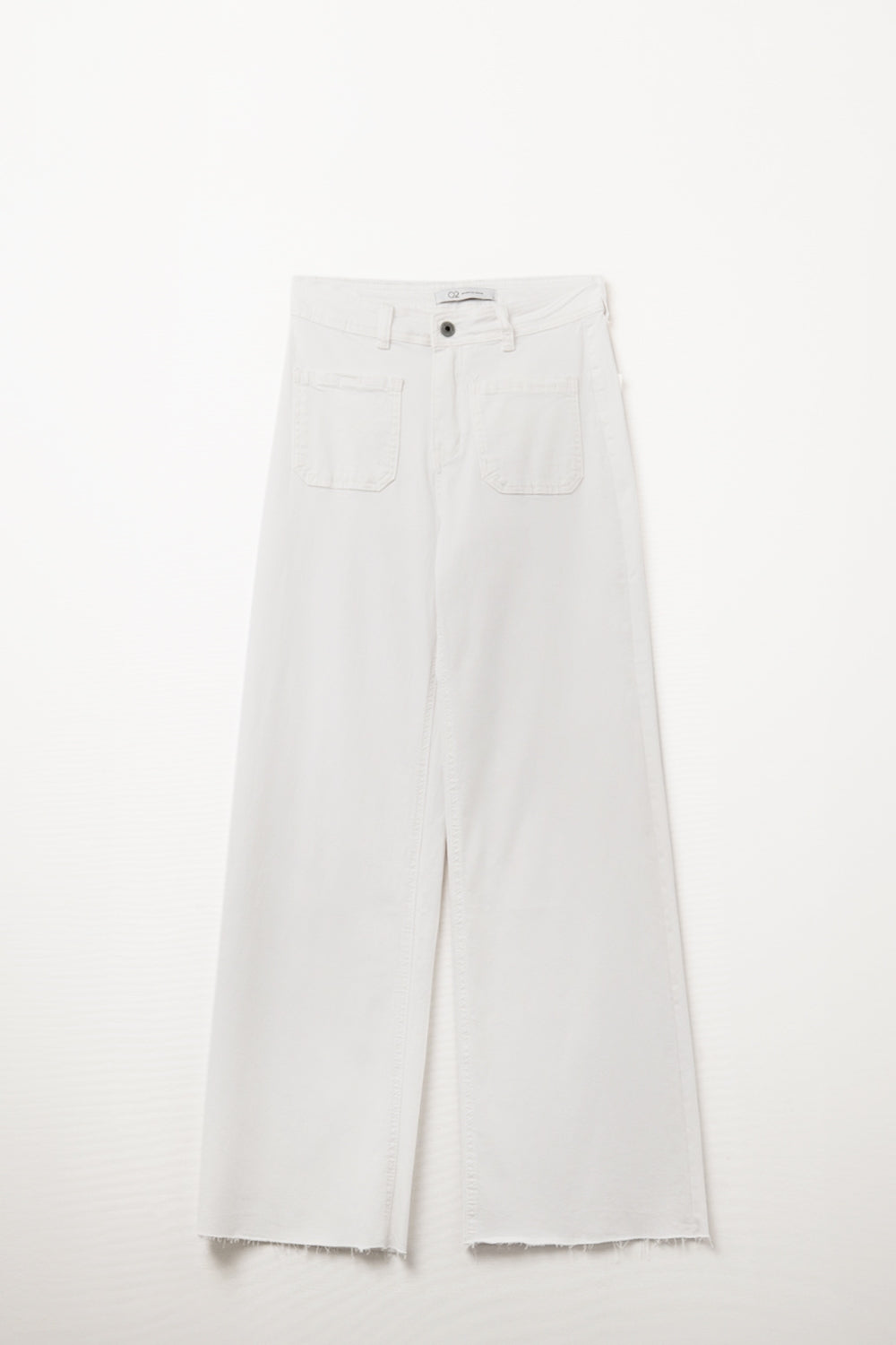 White Straight Leg pants With Front Pockets - Coloured Jeans