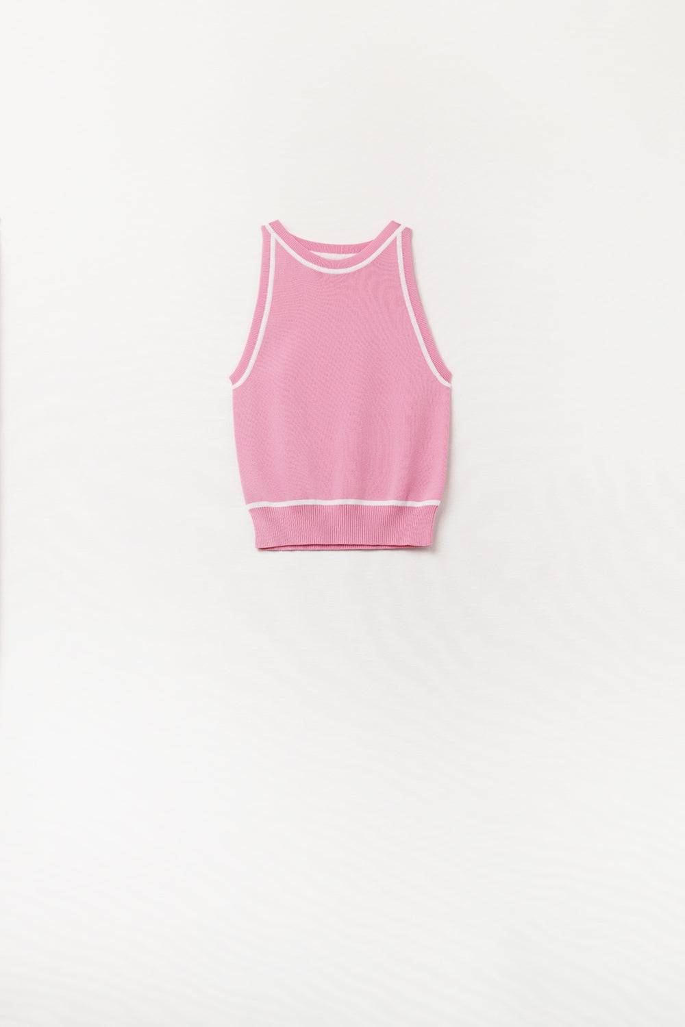Sleeveless Sweater In Pink Featuring detail White Lines