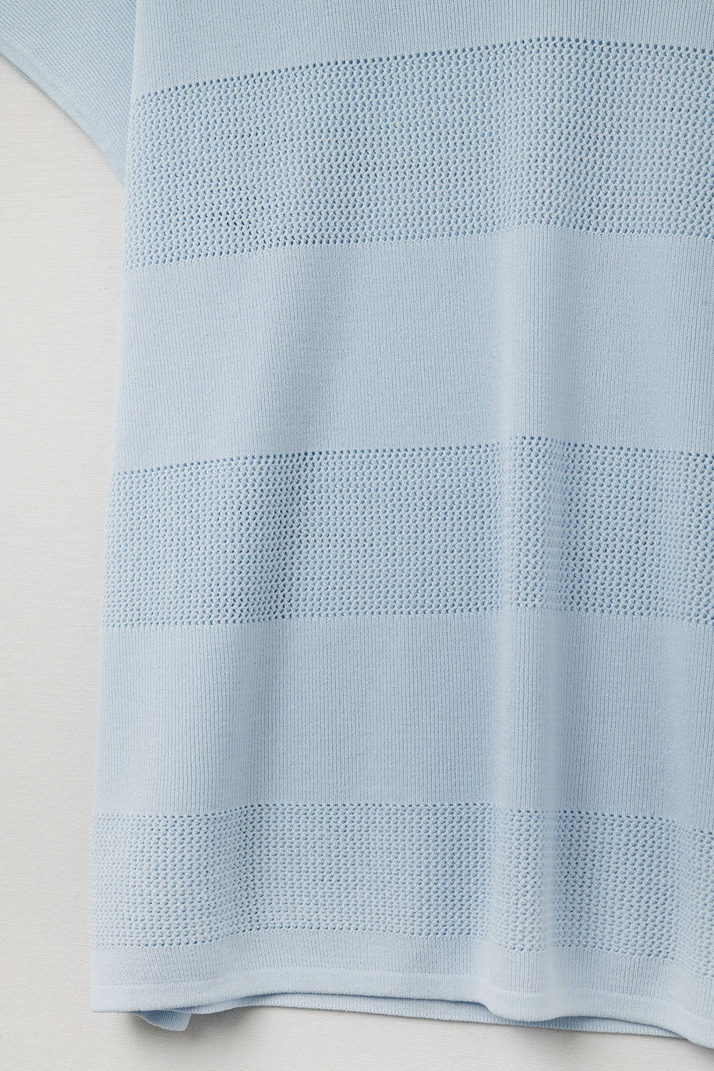 Baby Blue V-neck sweater with open knit detail - Jumpers