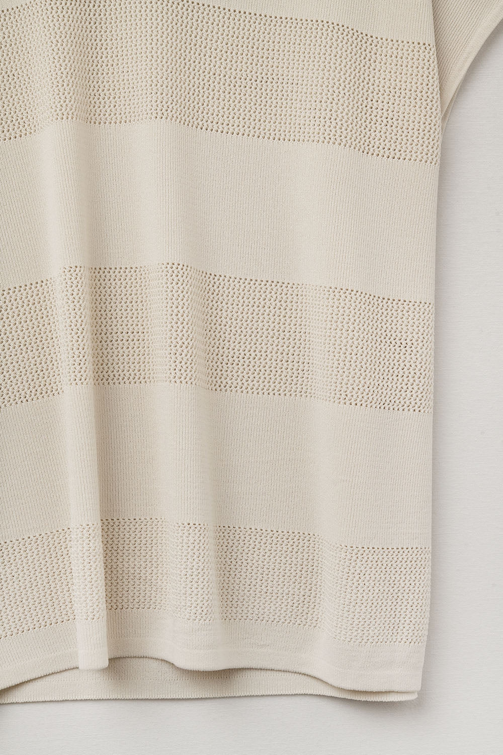 Beige V-neck knit sweater with open stitch detail - Jumpers