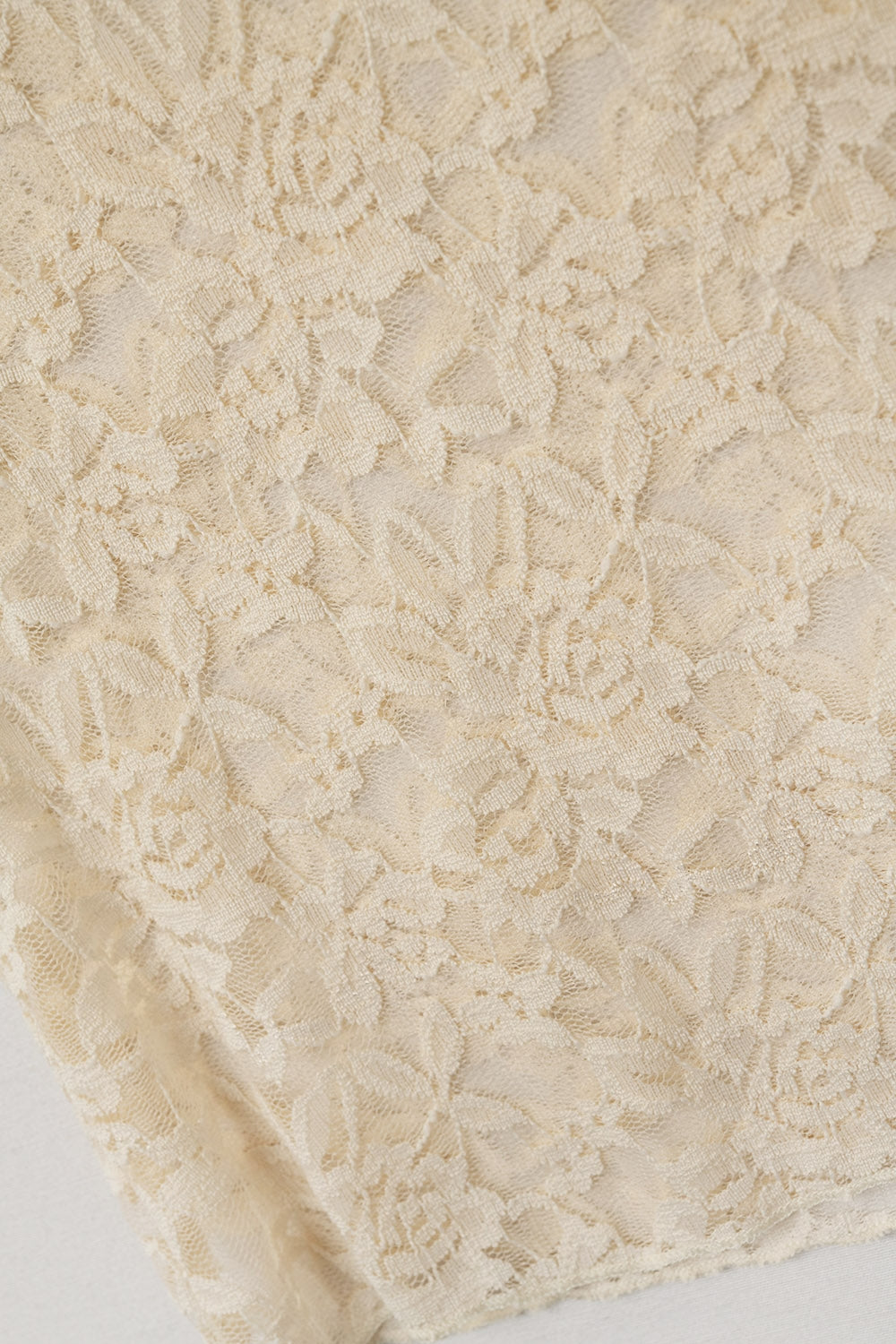 Romantic Lace T-shirt With Cap Sleeves in beige