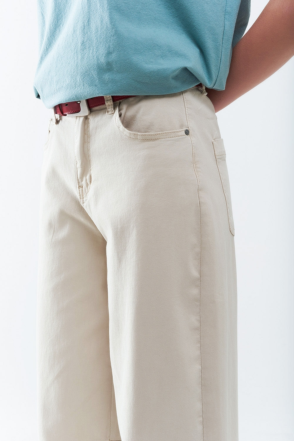 comfortable stretch jeans with barrel leg in beige - Coloured Jeans