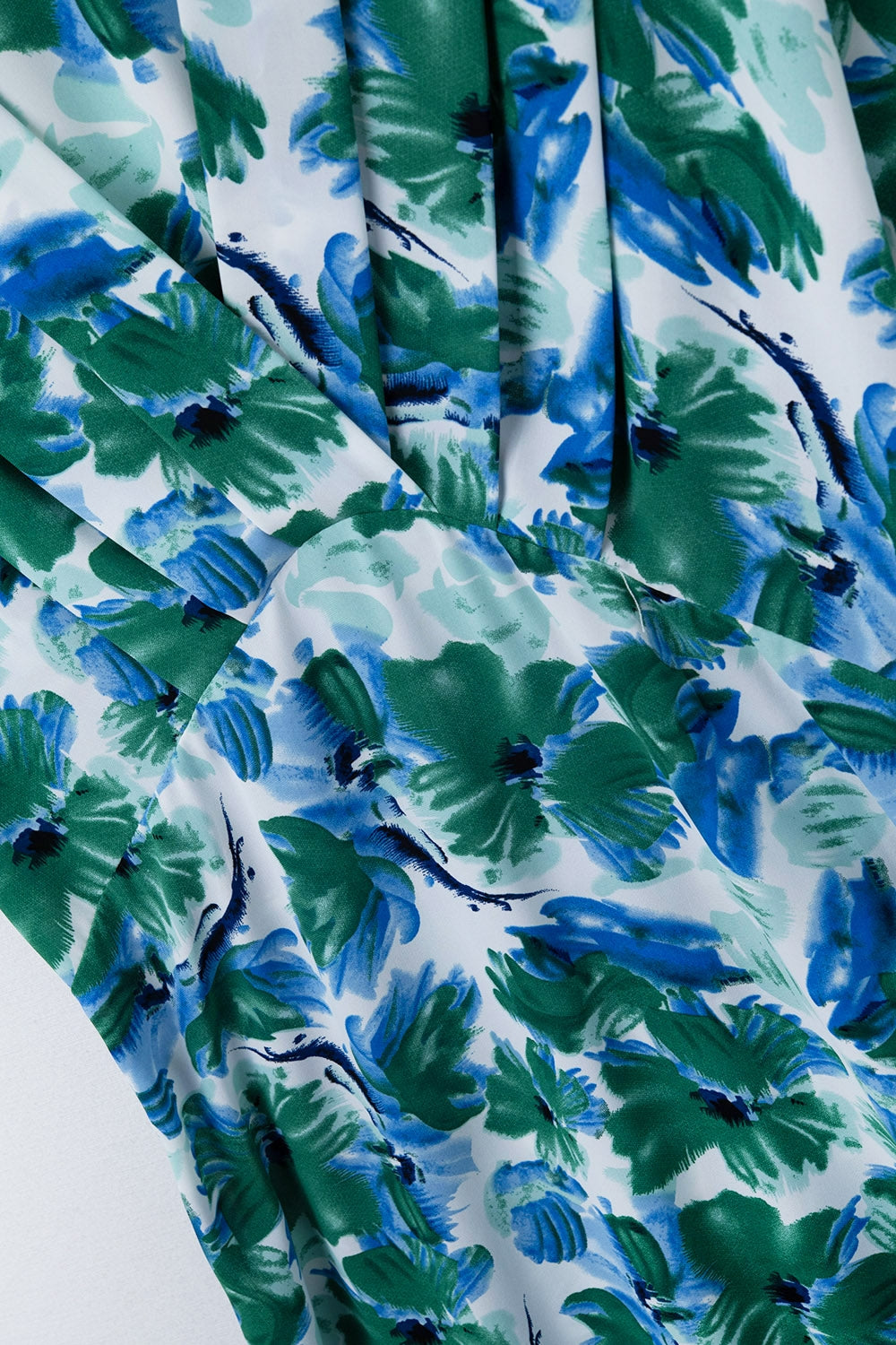 Maxi floral print dress in satin fabric with dropped sleeves - dress