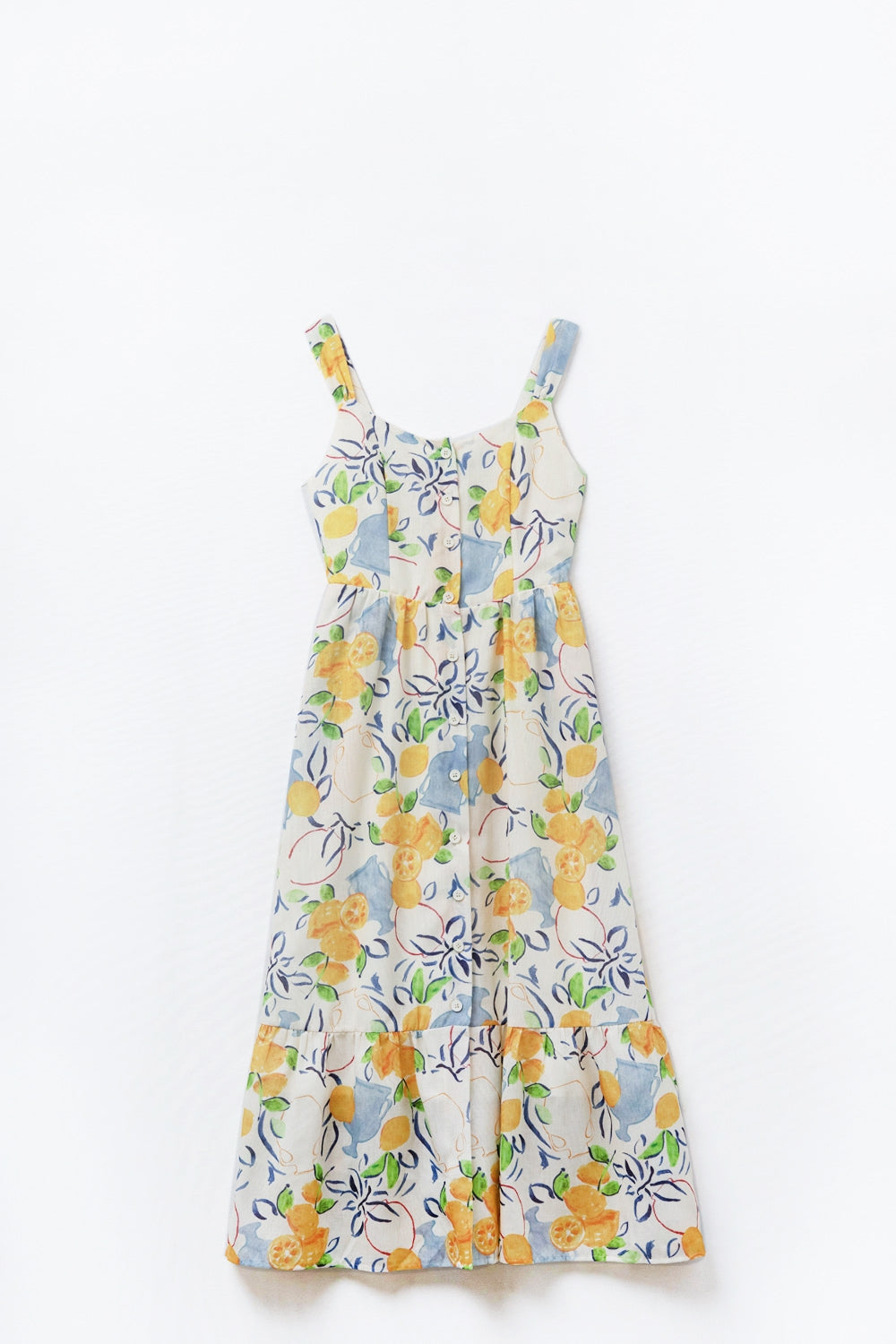 white maxi strapless dress with lemon print - dress