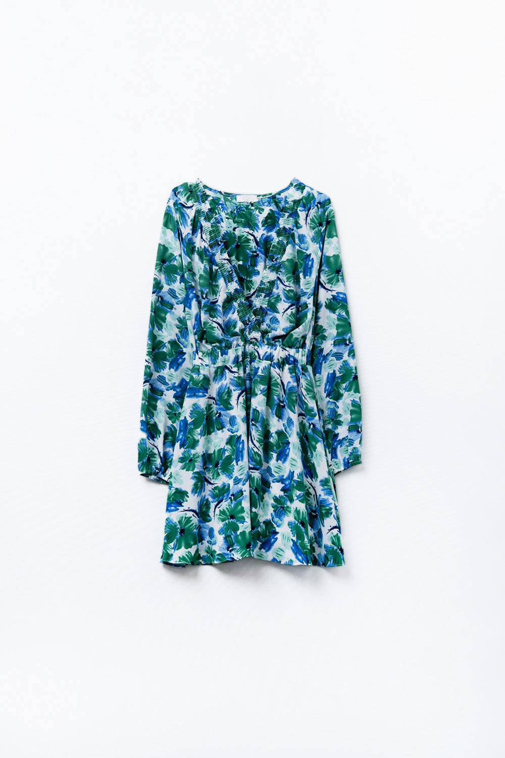 short dress with a wide V-neck and floral print - dress