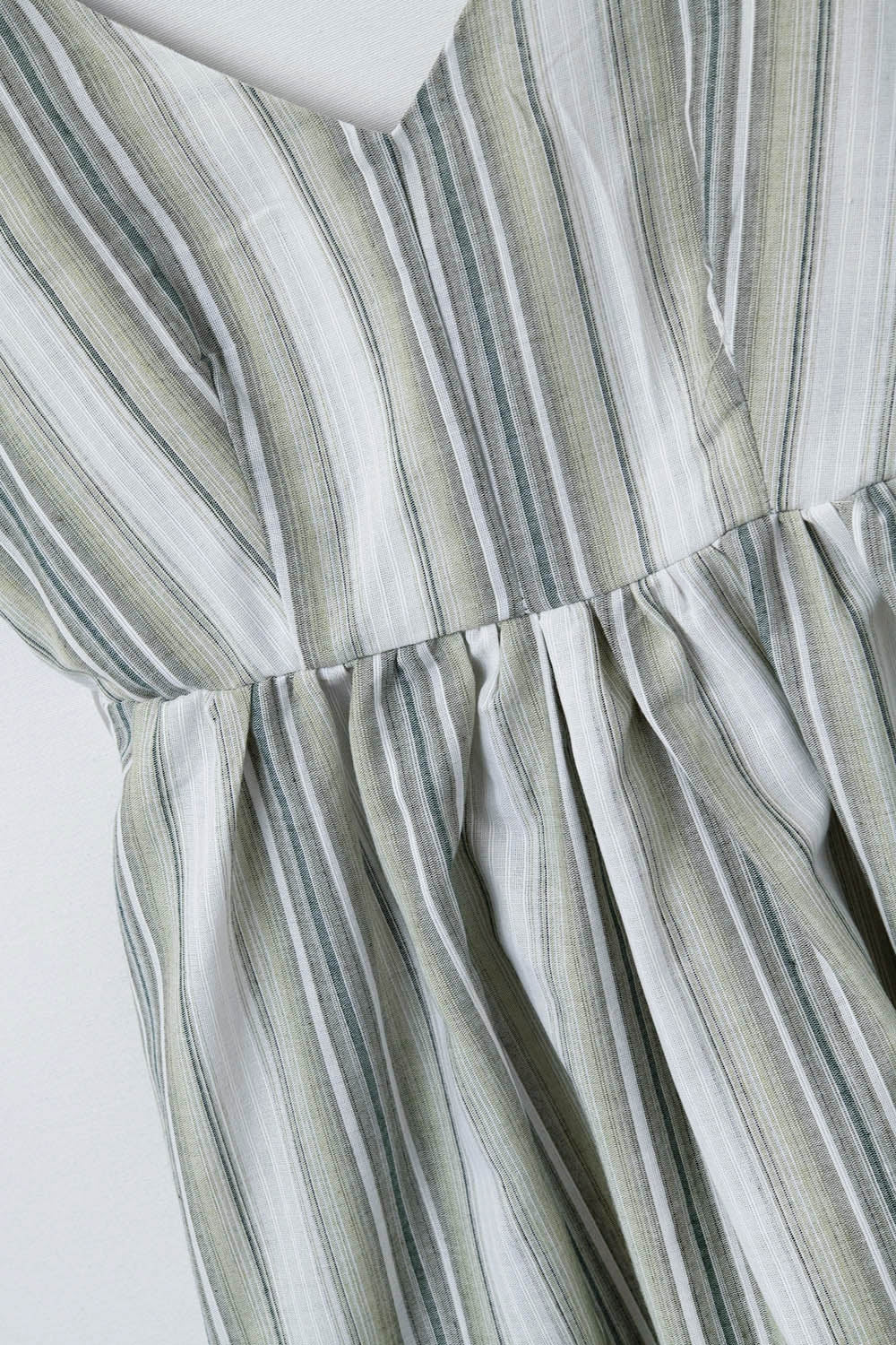 Striped V-Neck Strappy Dress in Green - dress