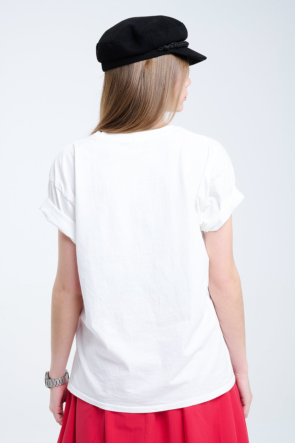 Relaxed White T-shirt With Rebel and Lips Graphic Print - top
