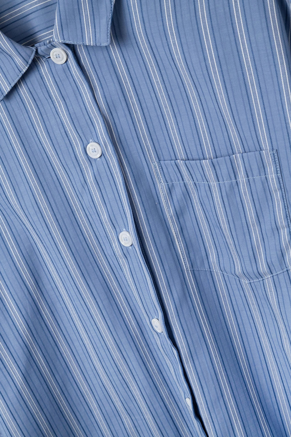 oversized Cropped Striped Shirt in Blue - Shirts