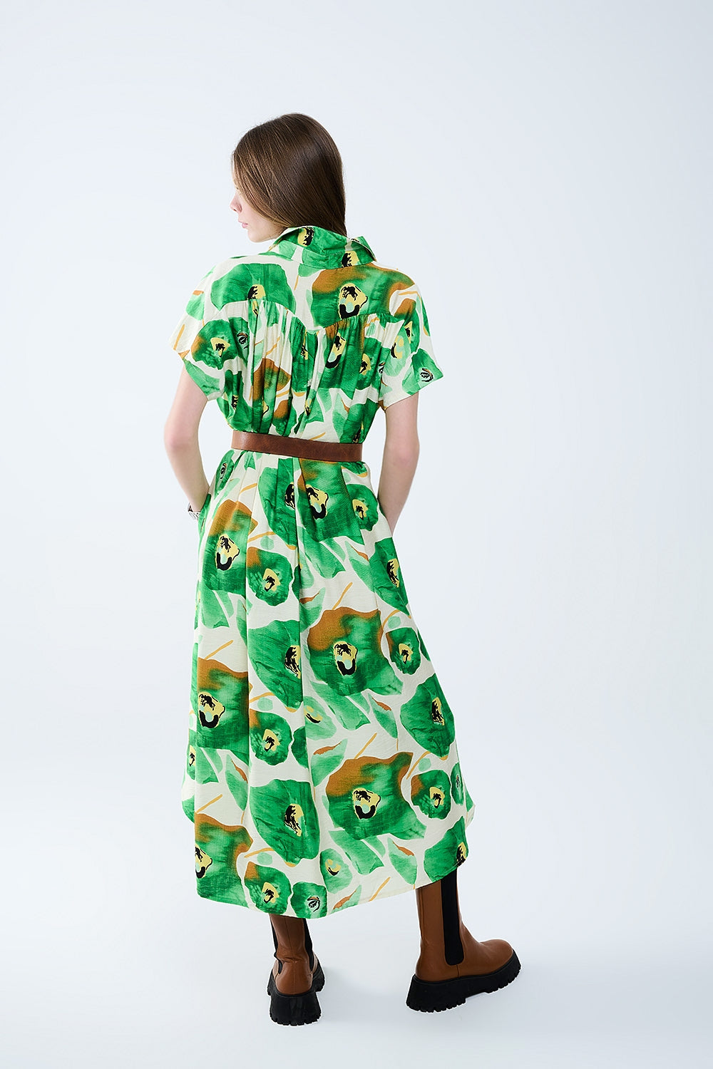 Floral Bliss Dress in Green and Warm Hues - dress