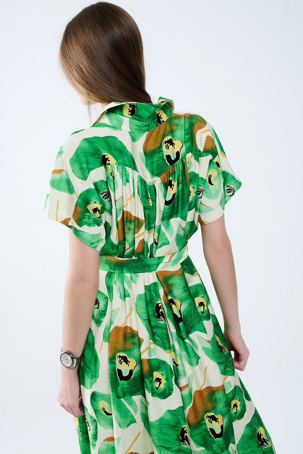 Floral Bliss Dress in Green and Warm Hues - dress