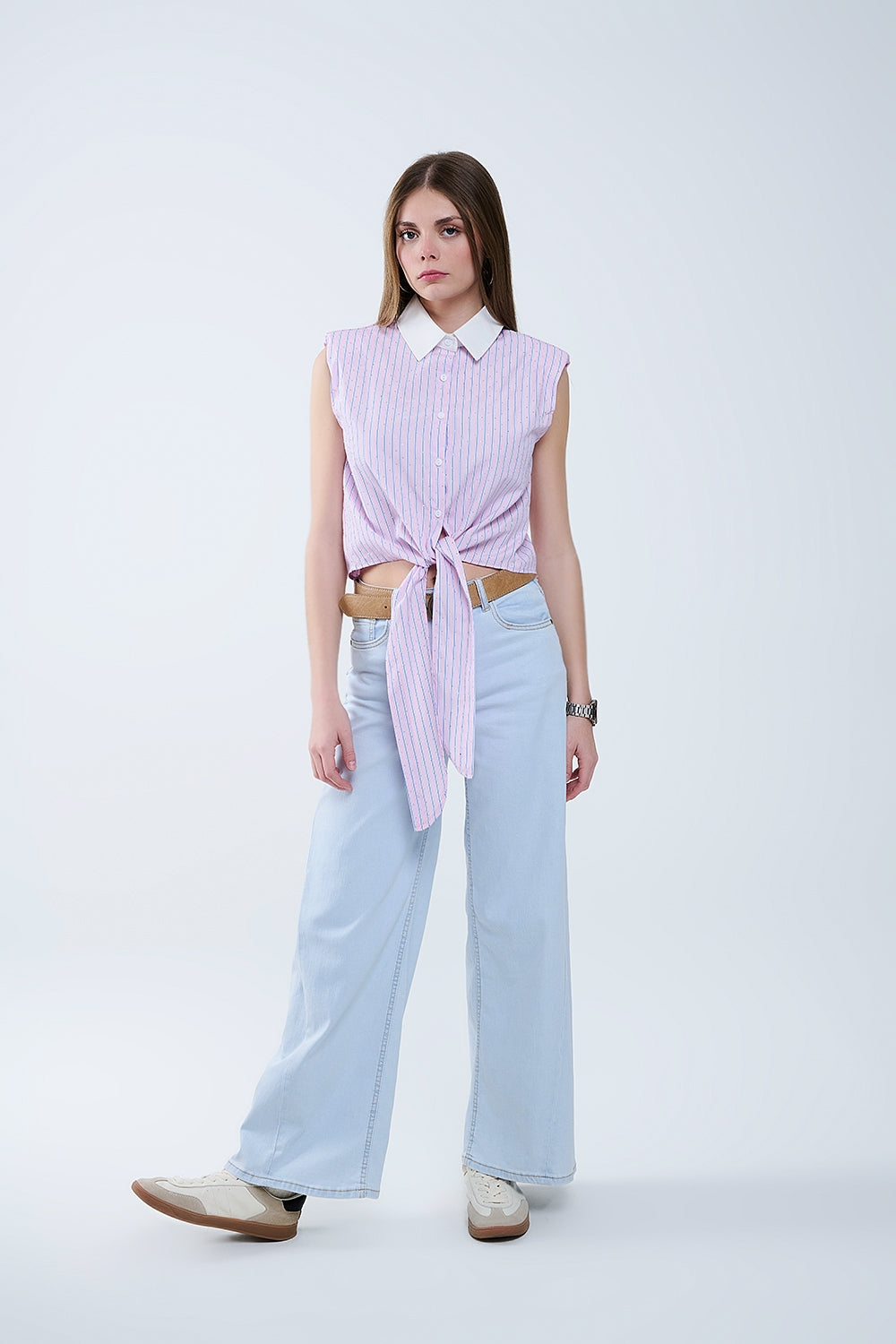 Oversized Straight Leg Jeans in Light Wash - Denim