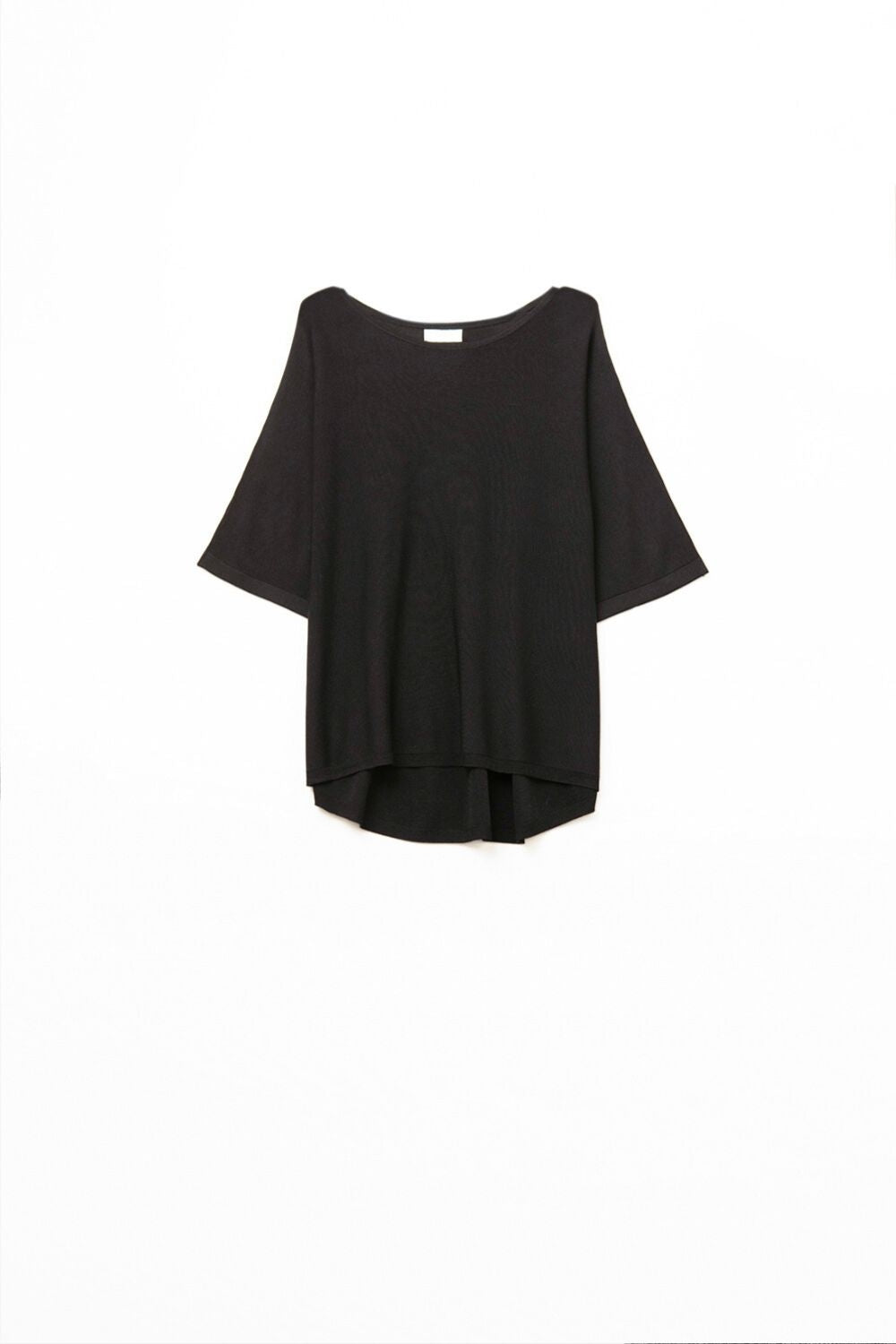 Oversized Sweater in Black with Elbow-Length Sleeves