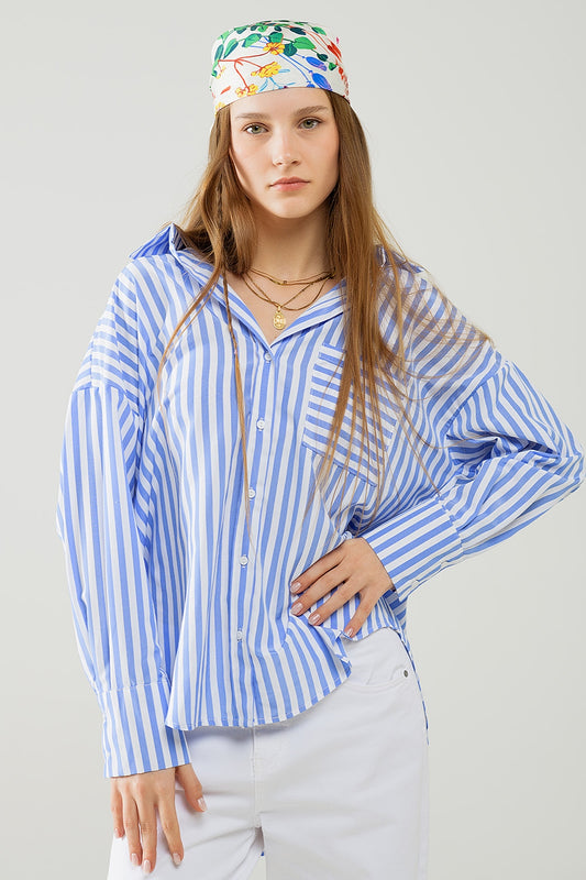 Relaxed light Blue striped blouse - Shirts