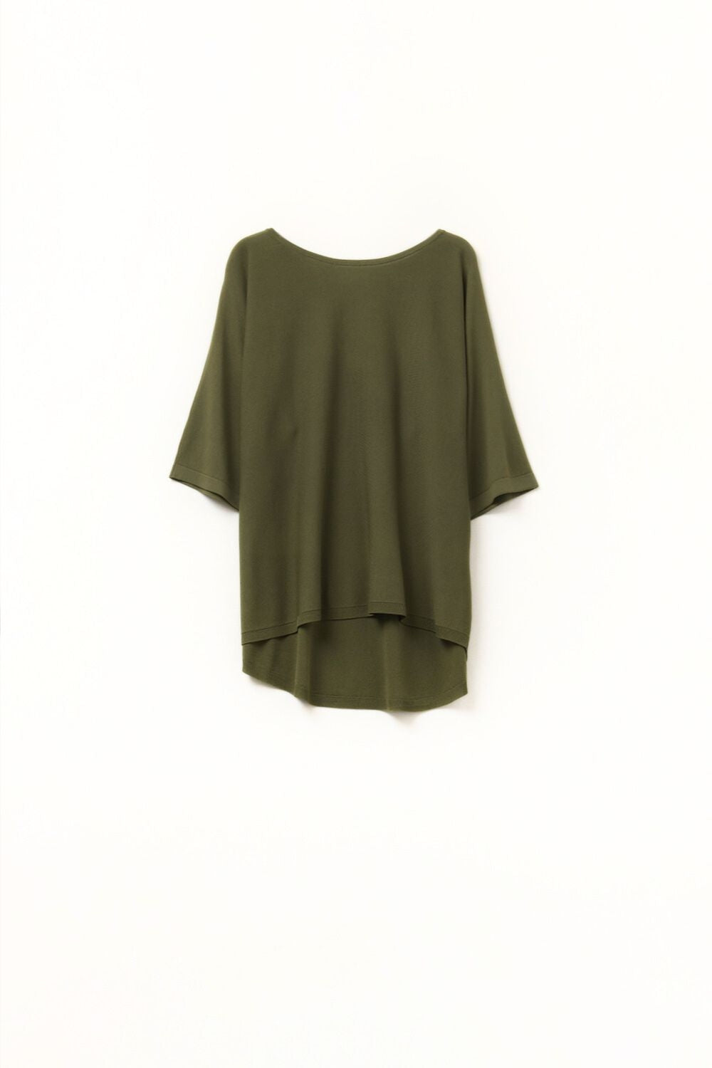 Oversized sweater in khaki with Elbow-Length Sleeves