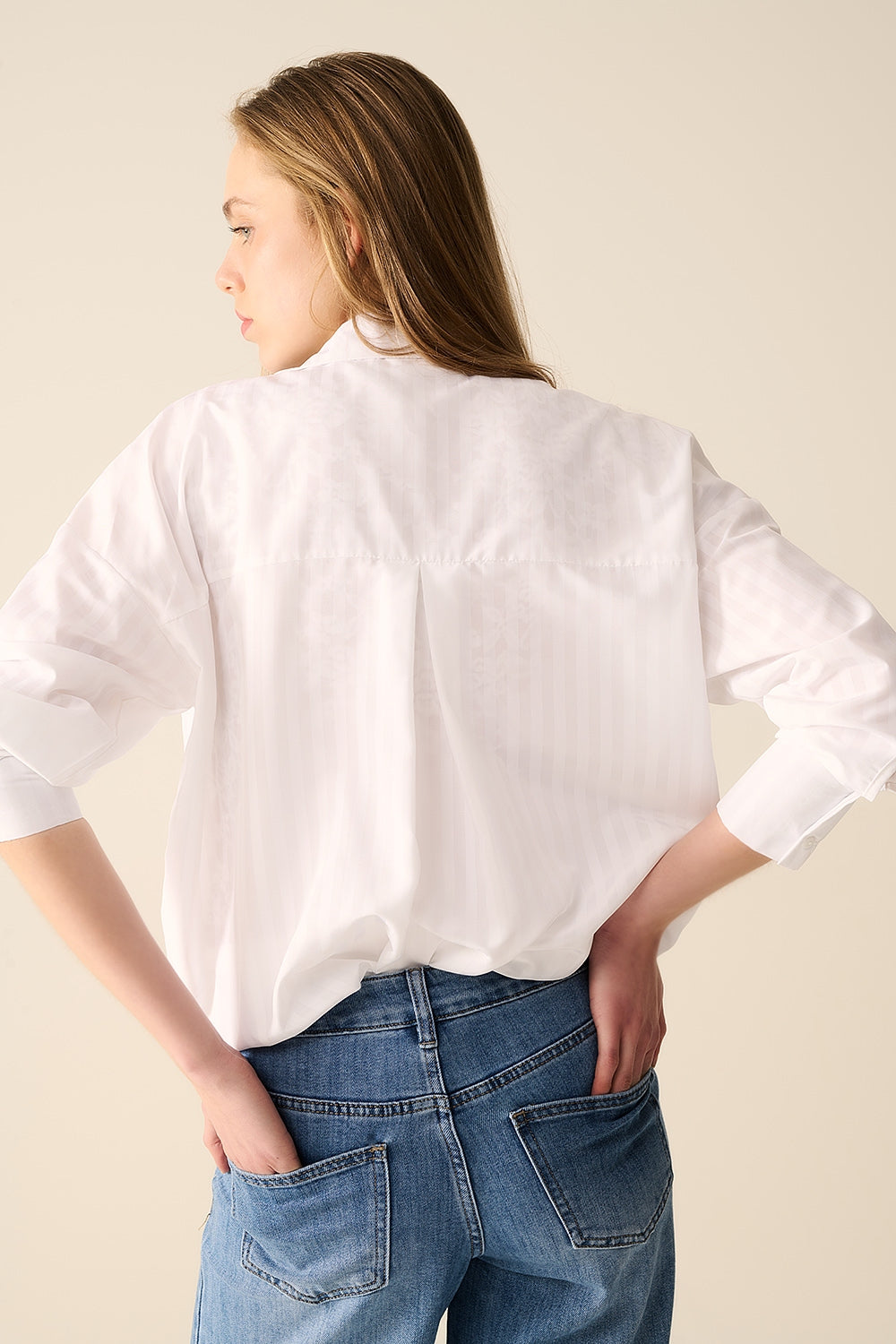 Relaxed White striped blouse - Shirts