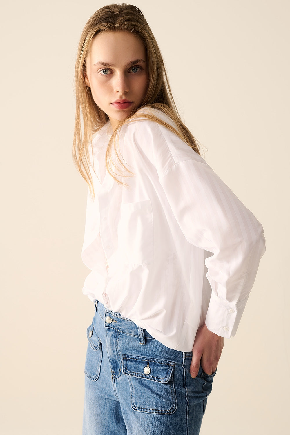 Relaxed White striped blouse - Shirts