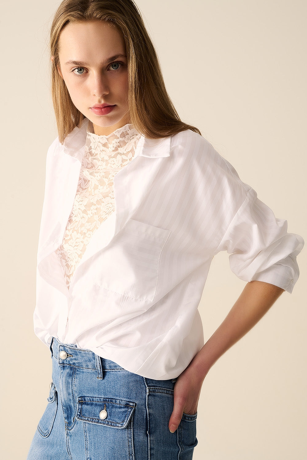 Relaxed White striped blouse - Shirts