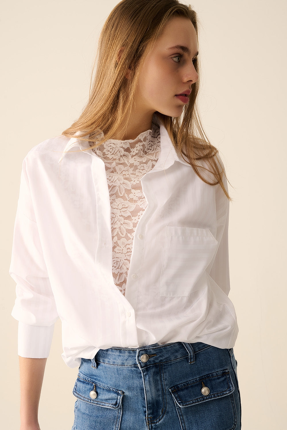 Relaxed White striped blouse - Shirts