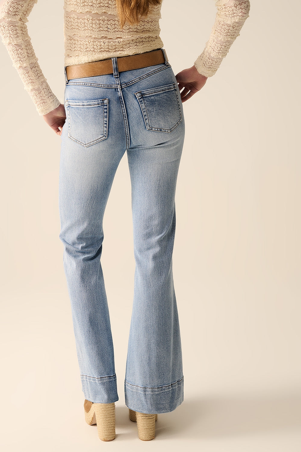 light wash flared jeans made of high-quality denim - Denim