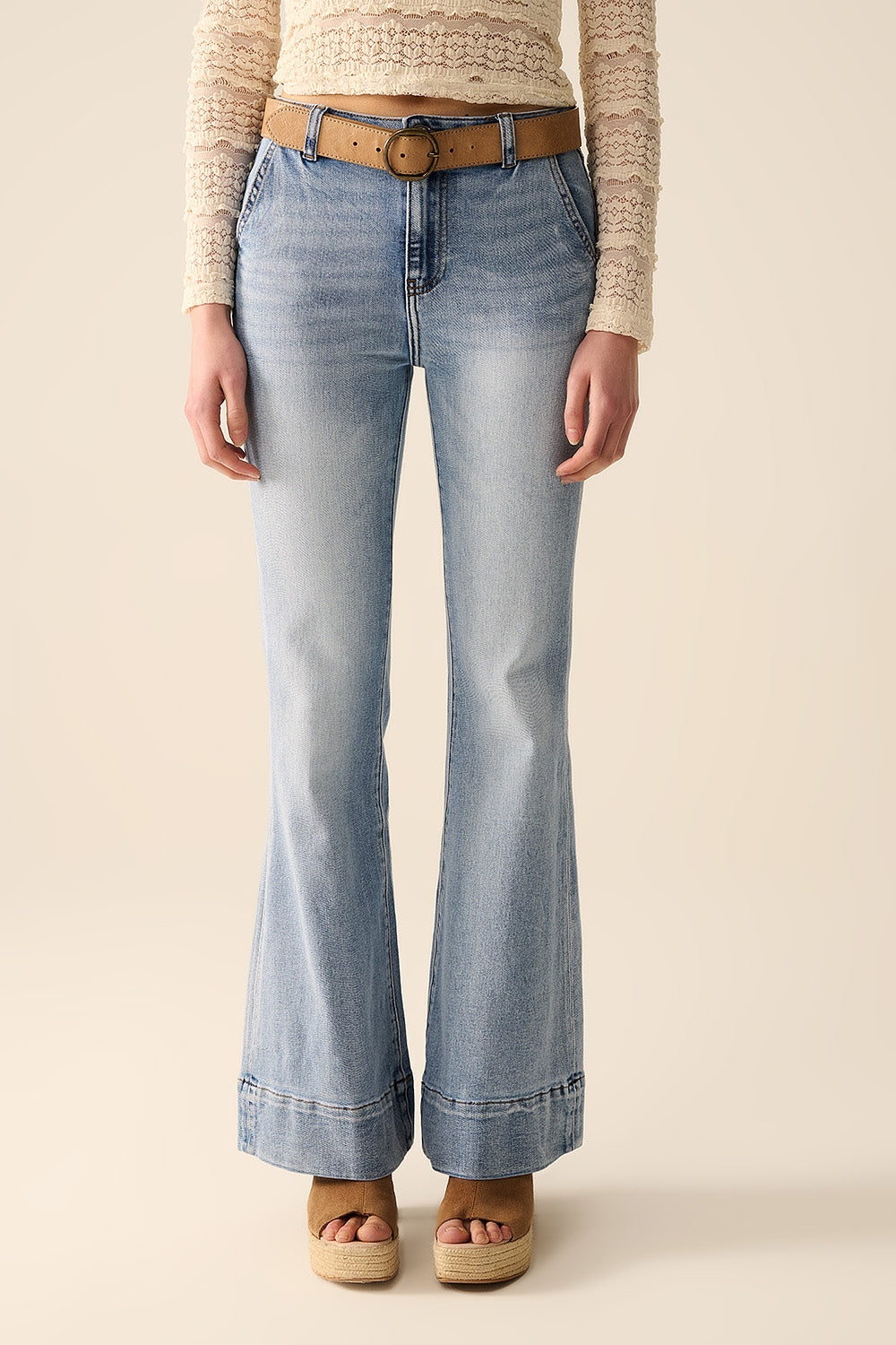 light wash flared jeans made of high-quality denim - Denim