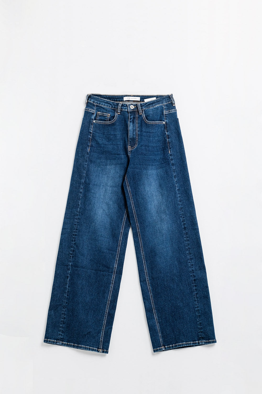 dark wash Wide Leg Stretch Denim Jeans - Denim