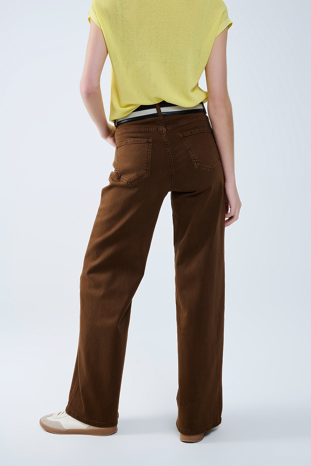 Chocolate brown wide leg high rise Pants - Coloured Jeans
