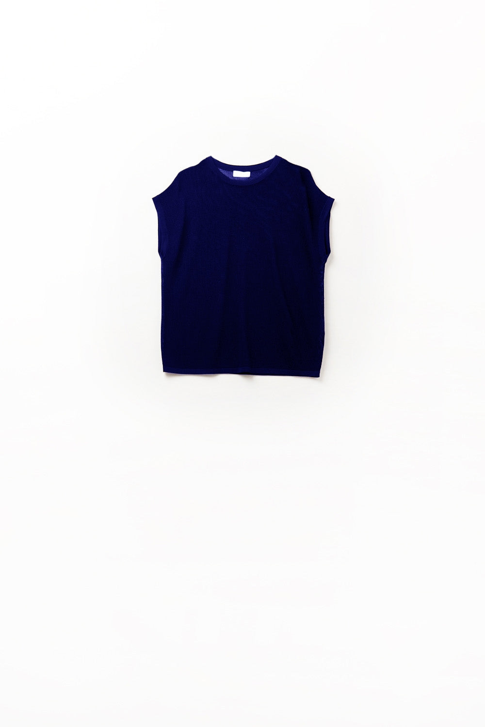 grid knit sweater in navy color