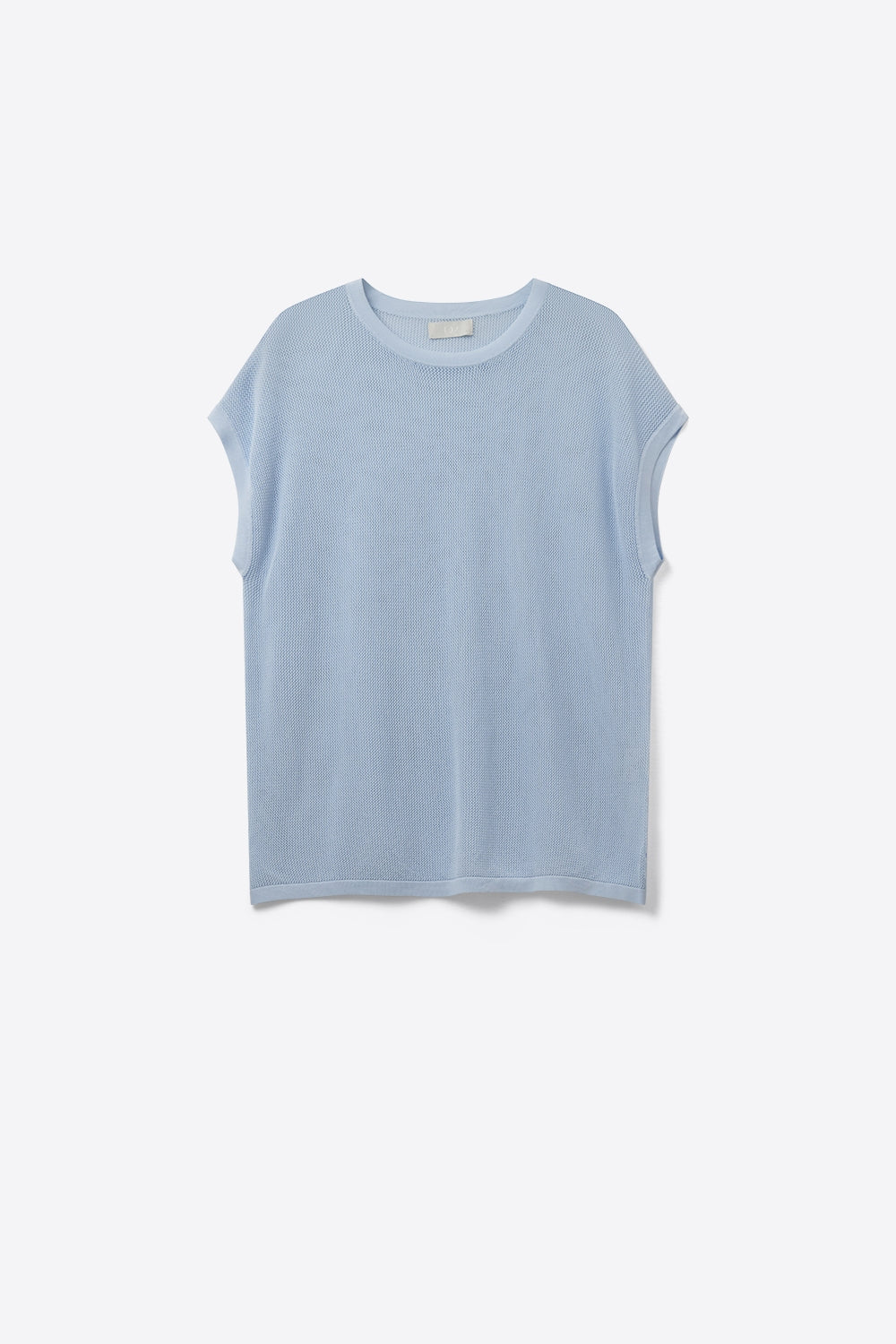 grid knit sweater in baby blue color