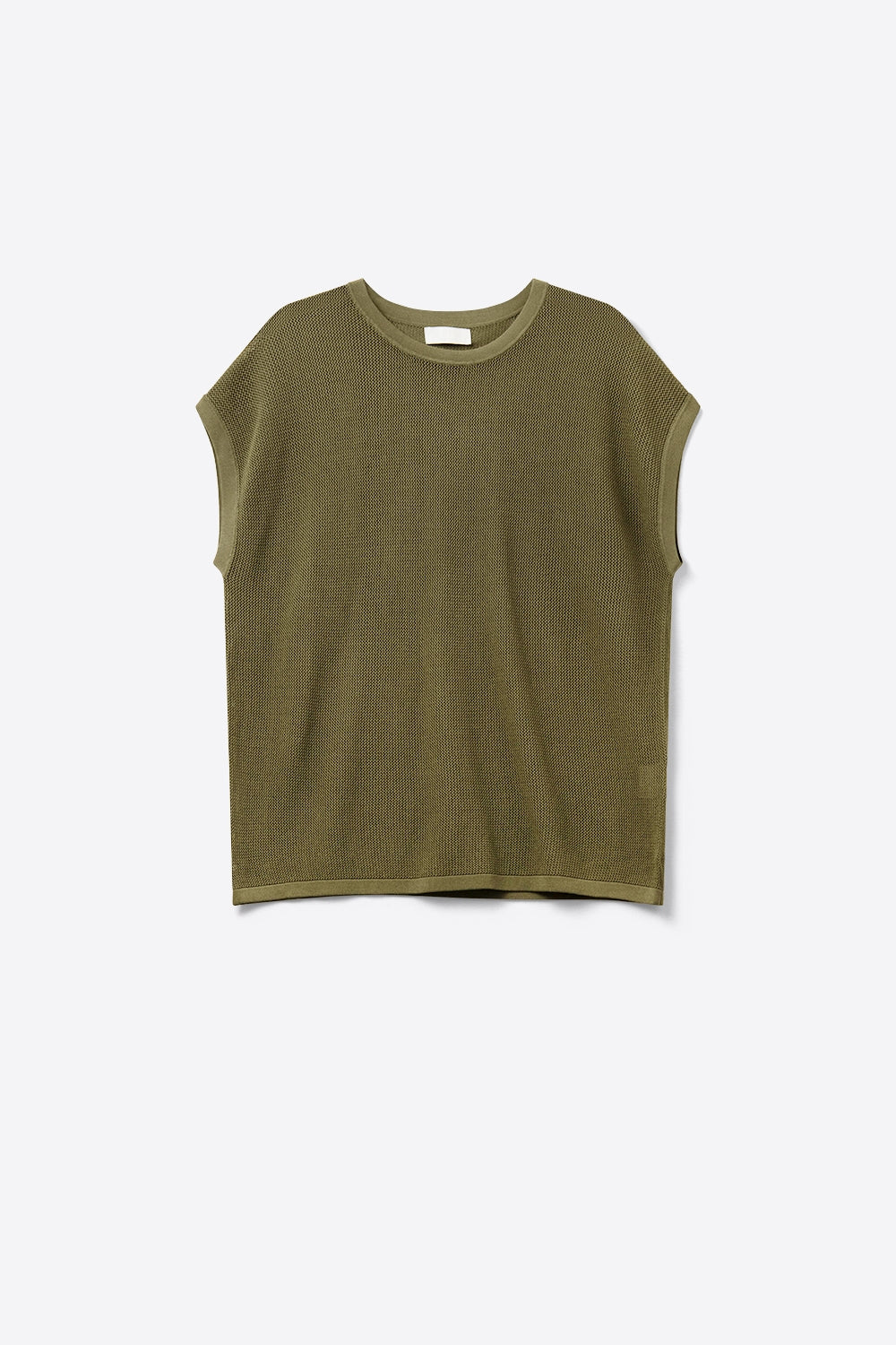 Mesh knit sweater in khaki color