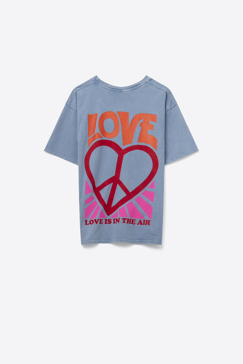 Blue T-Shirt made in italy with Love is Air and Heart with Peace logo - top