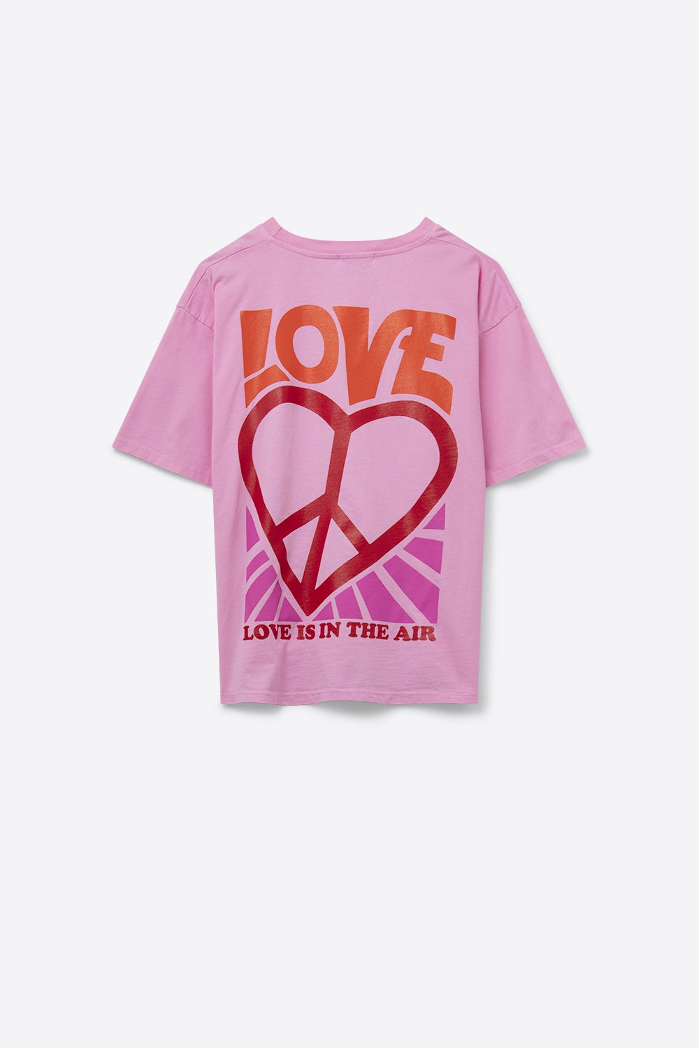 Pink T-Shirt with Love is Air and Heart with Peace logo - top