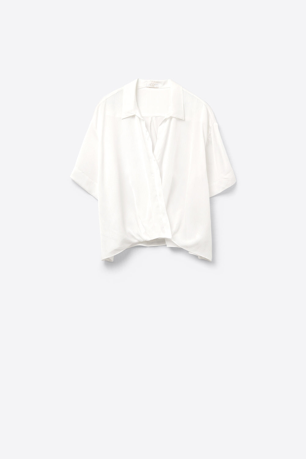 Draped Short Sleeve Blouse in White - Shirts
