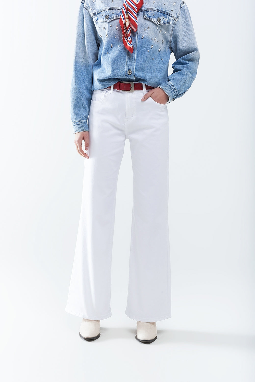 White Straight Pants wide leg - Coloured Jeans