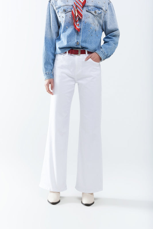 White Straight Pants wide leg - Coloured Jeans
