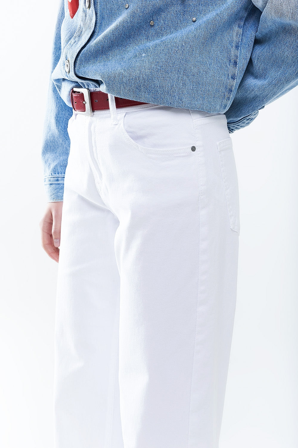 White Straight Pants wide leg - Coloured Jeans