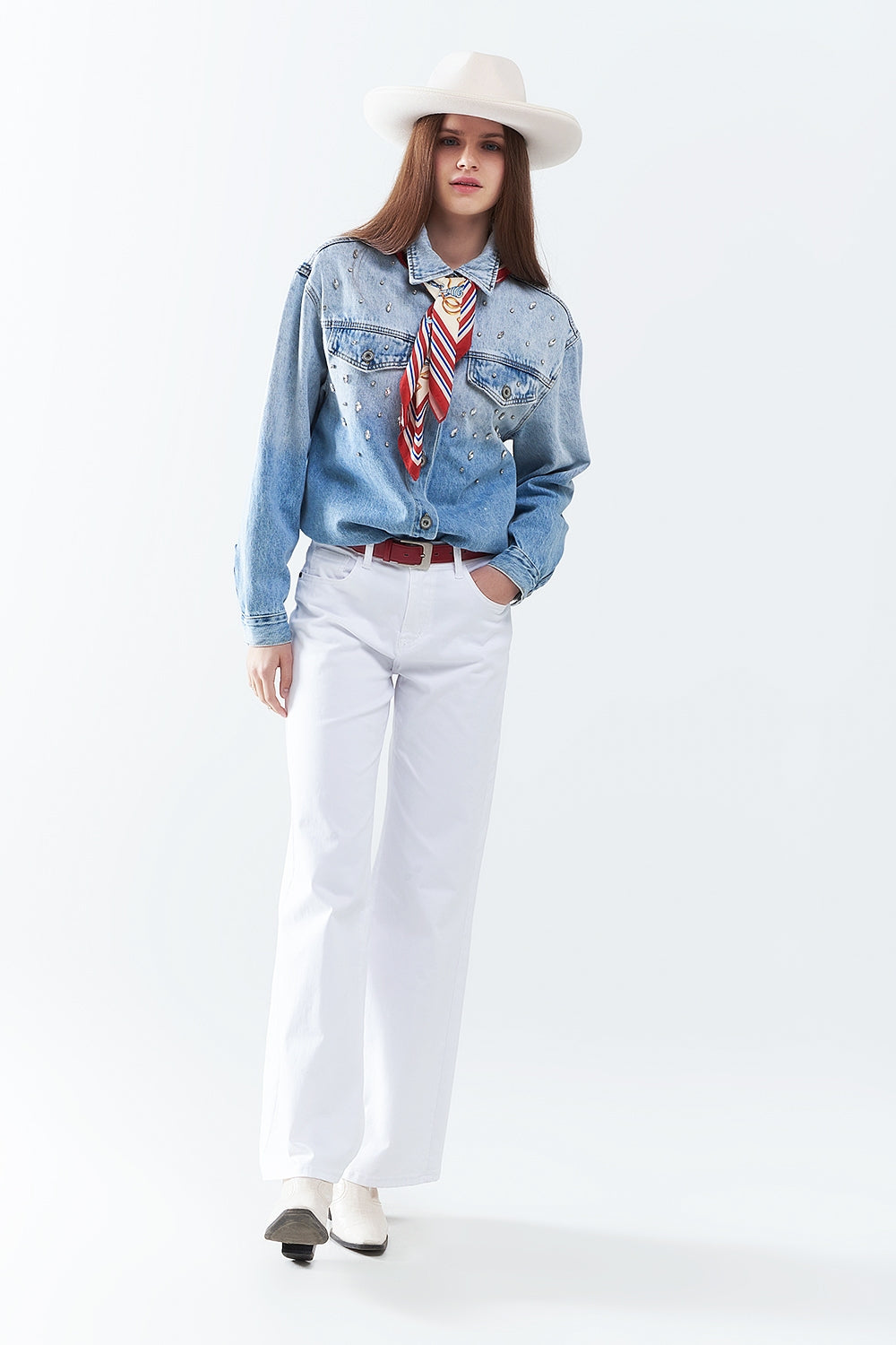 White Straight Pants wide leg - Coloured Jeans